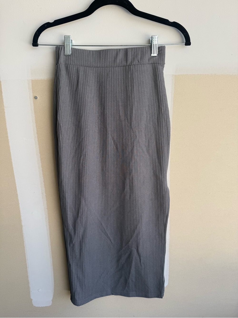 SHEIN Ribbed Midi Skirt in Gray Size XS